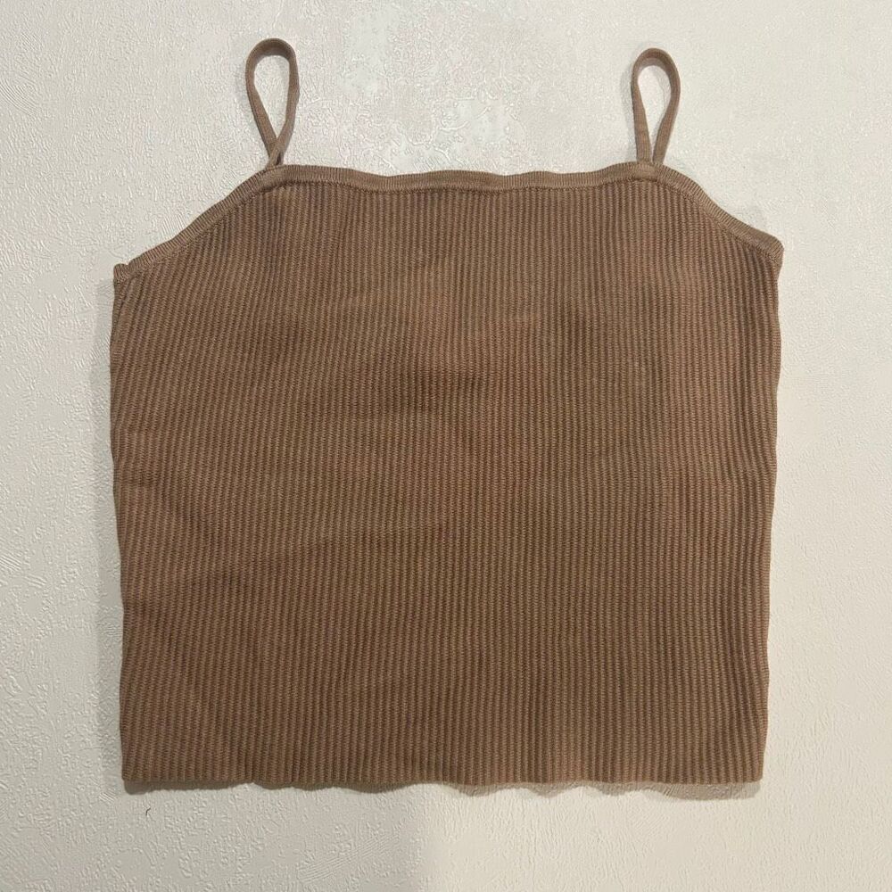 Abercrombie & Fitch Ribbed Knit Camisole Tank Top Brown Minimalist Size Large
